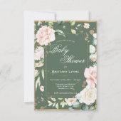 Floral Gold Waterverf Baby shower Kaart (Voorkant)
