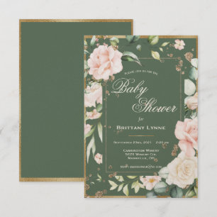 Floral Gold Waterverf Baby shower Kaart