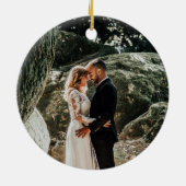  Floral & Gold Waterverf Eerste Kerstmis Keramisch Ornament (Achterkant)