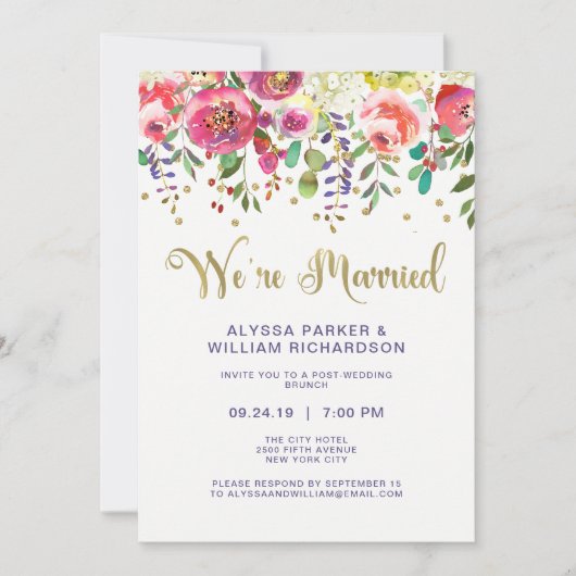 Floral Gold | We zijn getrouwd Kaart (Voorkant)