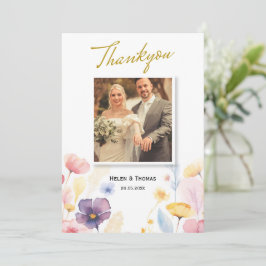 Floral Gold Wedding Bedankt Kaart