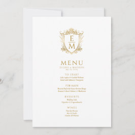 Floral Gold Wedding Crest Custom Monogram Kaart