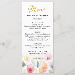 Floral Gold Wedding Menu