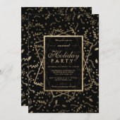 Floral Gold zwarte winterfeestdag Kaart (Voorkant / Achterkant)