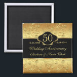 Floral golden black 50th Wedding Jubileum Magneet<br><div class="desc">Bloemengouden zwart 50e bruiloft Jubileum Magneet. Eenvoudig aan te passen - verander lettertype,  kleur,  grootte en zet uw persoonlijke gegevens. De overeenkomende objecten worden hieronder weergegeven:</div>