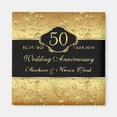 Floral golden black 50th Wedding Jubileum Magneet (Voorkant)
