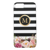 Floral Golden Circle Zwart wit Striping Case-Mate iPhone Case (Achterkant)