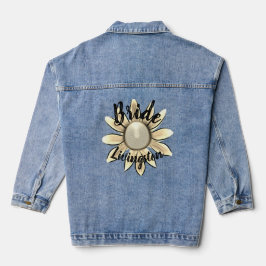 Floral Golden Daisy bruid huwelijkscadeau Denim Jacket