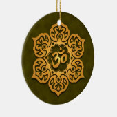 Floral Golden Green Aum Design Keramisch Ornament (Rechts)