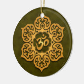 Floral Golden Green Aum Design Keramisch Ornament (Links)