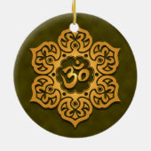 Floral Golden Green Aum Design Keramisch Ornament (Achterkant)