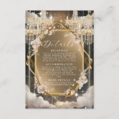  Floral Golden kroonluchter bruiloft Informatiekaartje (Voorkant)