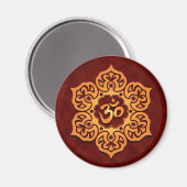 Floral Golden Red Aum Design Magneet (Voorkant / Achterkant)