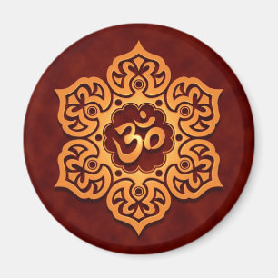 Floral Golden Red Aum Design Magneet