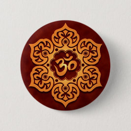 Floral Golden Red Aum Design Ronde Button 5,7 Cm