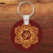 Floral Golden Red Aum Design Sleutelhanger (Voorkant)