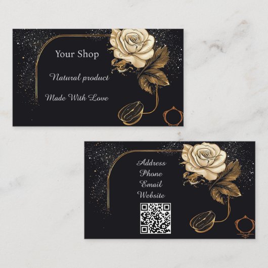 Floral Golden Roos Visitekaartje (Voorkant / Achterkant)