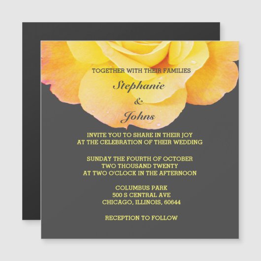 Floral Golden Yellow Geel Grijs Grijze Stomme brui (Voorkant / Achterkant)