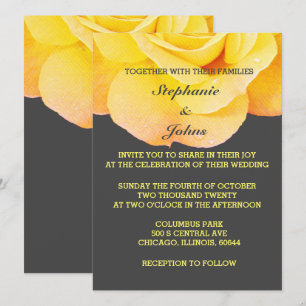 Floral Golden Yellow Geel Grijs Grijze Stomme brui Kaart