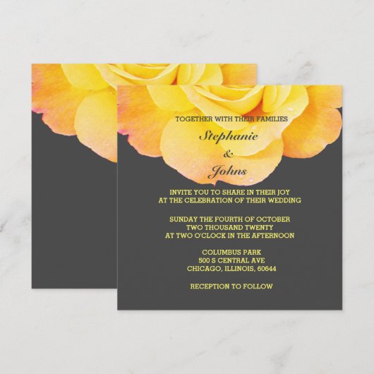 Floral Golden Yellow Oranje grijs 2022 bruiloft (Voorkant / Achterkant)