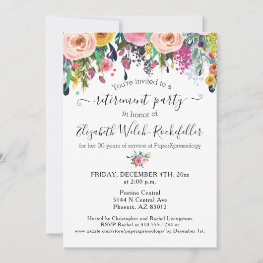 Floral Good Luck Send Off Retirement Party Kaart (Voorkant)