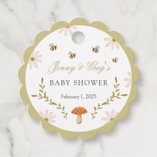 Floral Goose Baby shower Bedankjes Labels (Voorkant)
