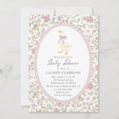 Floral Goose Baby Shower Invitation Kaart (Voorkant)