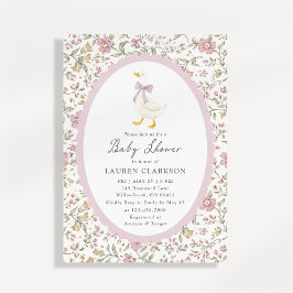 Floral Goose Baby Shower Invitation Kaart