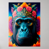 Floral Gorilla Animal Posters (Voorkant)
