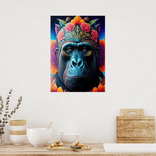 Floral Gorilla Animal Posters (Keuken)