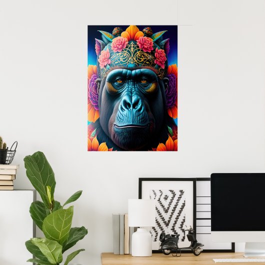 Floral Gorilla Animal Posters (Thuiskantoor)