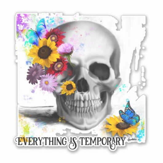 Floral gothic alles is tijdelijk sticker (Voorkant)