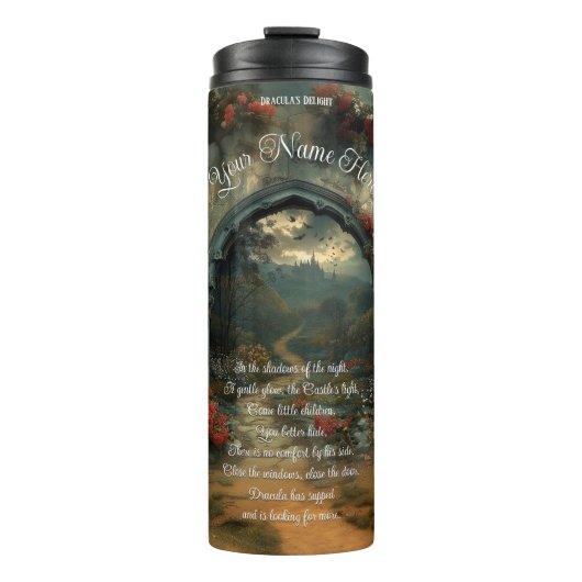 Floral Gothic Arch met Dracula's Castle Thermosbeker (Voorkant)