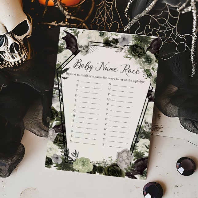 Floral Gothic Baby shower Baby Naam Race Game (Floral Gothic Coffin Baby Shower Baby Name Race Game)