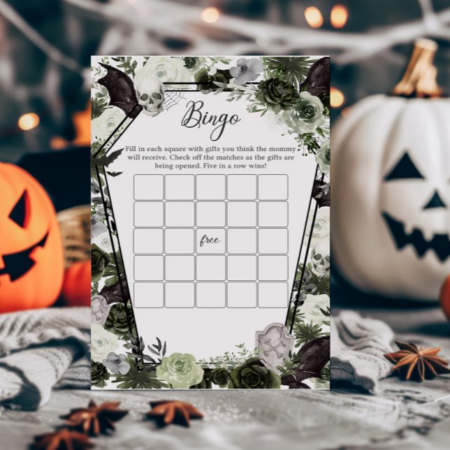 Floral Gothic Baby shower Bingo spel (Floral Gothic Coffin Baby Shower Bingo Game)