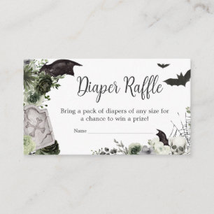 Floral Gothic Baby shower Luier Raffle Informatiekaartje