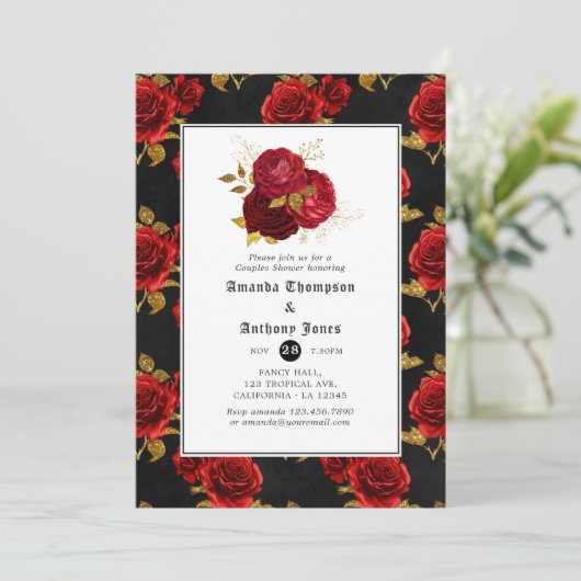 Floral Gothic Couples Shower Kaart (Staand voorkant)