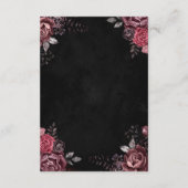 Floral Gothic Details Bruiloft Zwart Informatiekaartje (Achterkant)