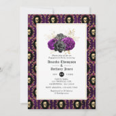 Floral Gothic Engagement Party Kaart (Voorkant)