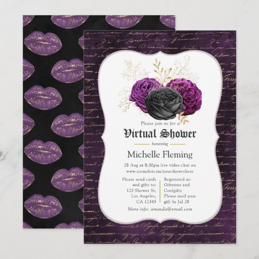 Floral Gothic Floral Virtual Vrijgezellenfeest Kaart (Voorkant / Achterkant)