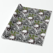Floral Gothic Grunge Kerstmis Cadeaupapier (Uitgerold)