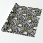 Floral Gothic Grunge Kerstmis Cadeaupapier (Uitgerold)