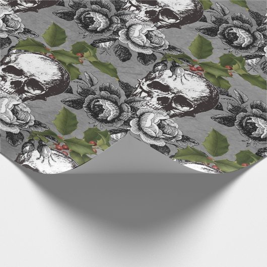 Floral Gothic Grunge Kerstmis Cadeaupapier (Hoek)