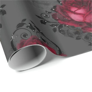Floral Gothic Grunge-kerstpatroon Cadeaupapier