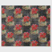 Floral Gothic Grunge-kerstpatroon Cadeaupapier (Vlak)