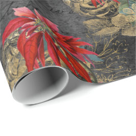 Floral Gothic Grunge-kerstpatroon Cadeaupapier