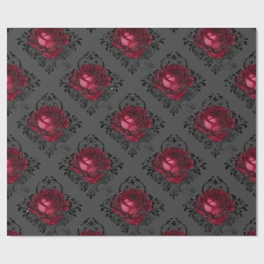 Floral Gothic Grunge-kerstpatroon Cadeaupapier (Vlak)