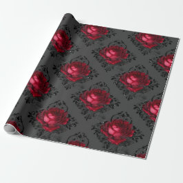 Floral Gothic Grunge-kerstpatroon Cadeaupapier