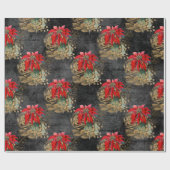 Floral Gothic Grunge-kerstpatroon Cadeaupapier (Vlak)