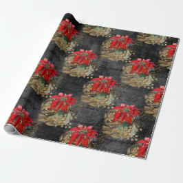 Floral Gothic Grunge-kerstpatroon Cadeaupapier